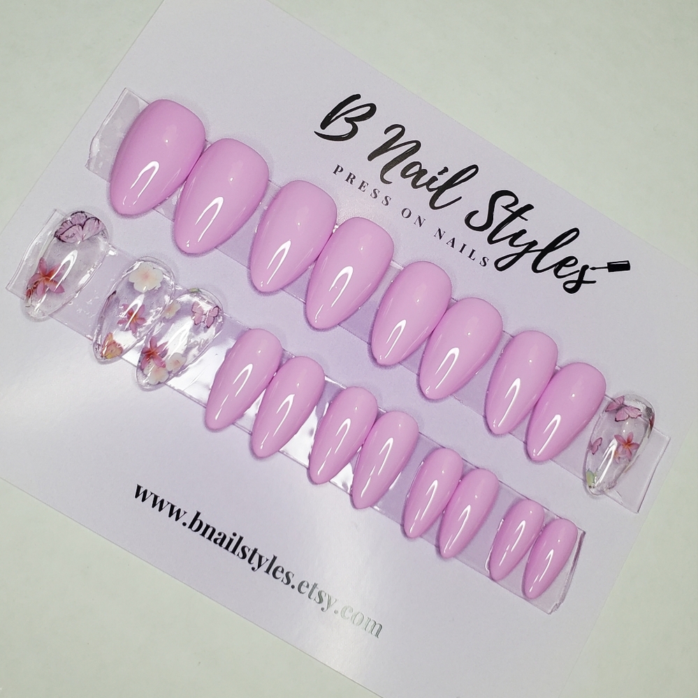 Pink/purple Butterfly Press on nails